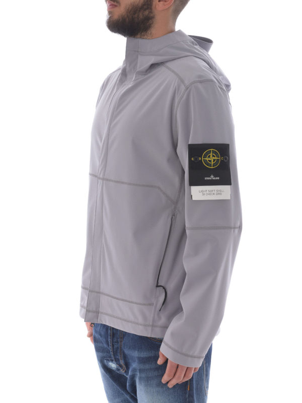 Stone Island Grey Light Soft Shell Si Check Grid Men 42426V0047