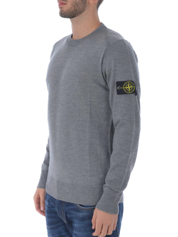トップス STONE  Knit Sweater Gray Large Stone Island Melange grey knitted wool sweater - Grey|524C4V0061