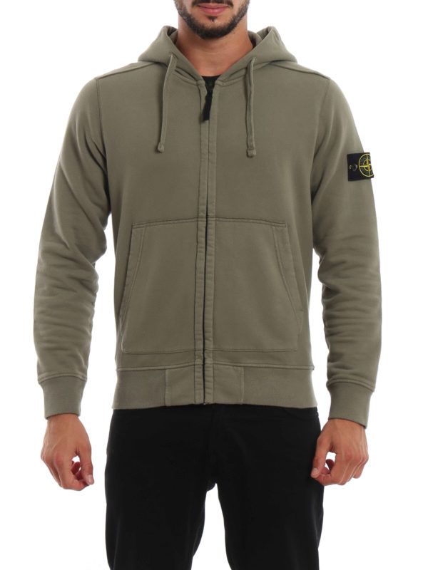 Stone Island Sage green cotton zip up hoodie Men 711560220V0068