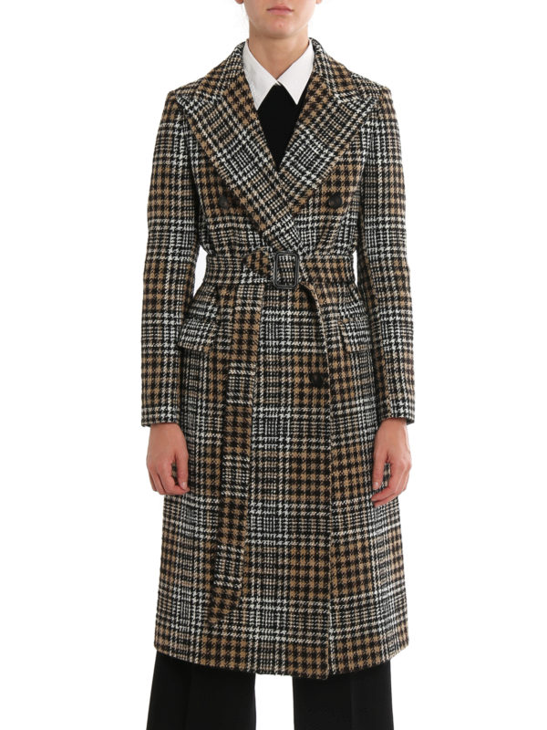 iKRIX TAGLIATORE: knee length coats - Maxi Prince of Wales wool blend coat