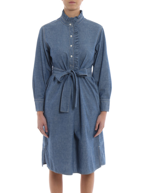 iKRIX TORY BURCH: knee length dresses - Deneuve cotton denim shirt dress