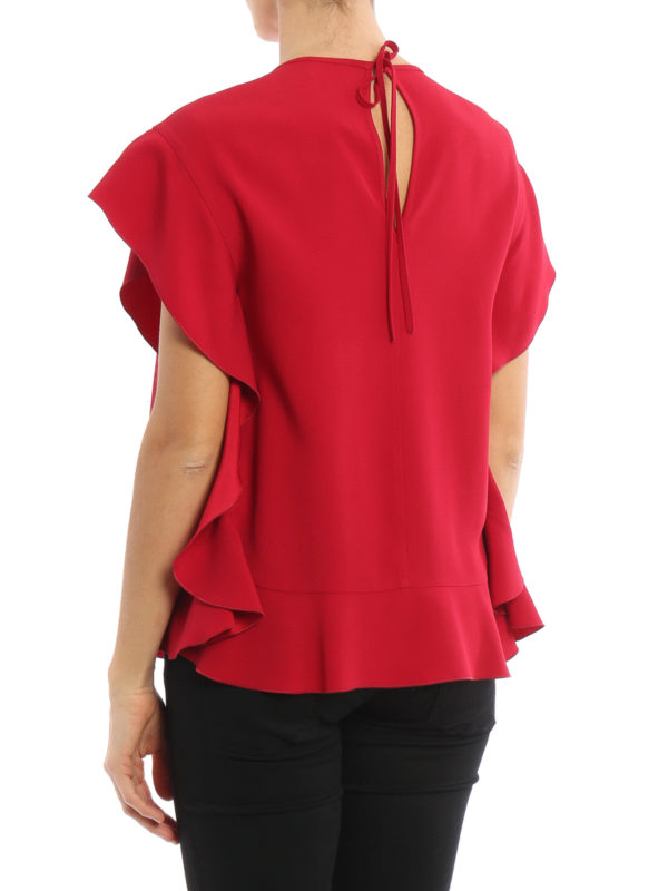 iKRIX VALENTINO RED: blouses - Satin ruffle blouse