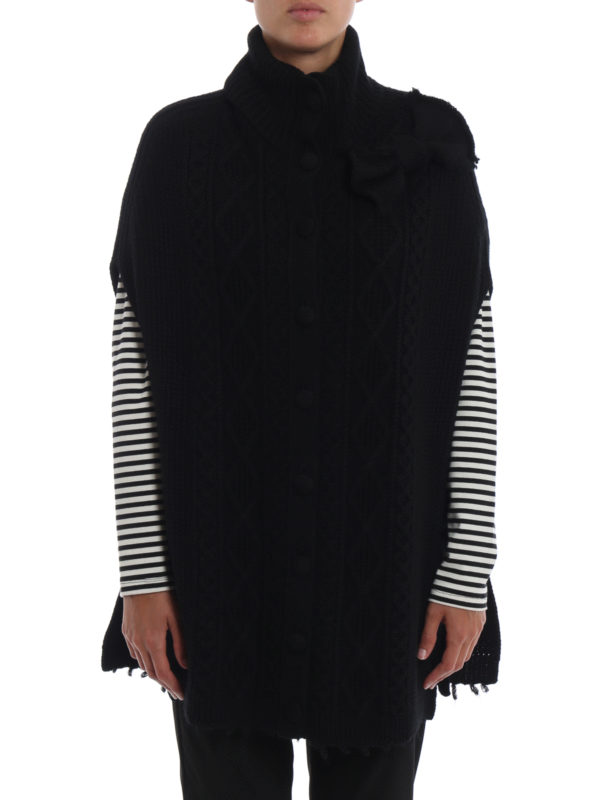 iKRIX VALENTINO RED: Capes &  Ponchos - Knitted wool black cape