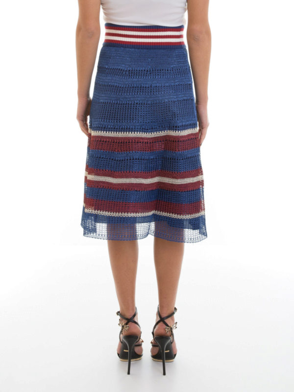 スカート Valentino Gonna Midi In Lana Seta VALENTINO GARAVANI Embellished striped wool and silk-blend