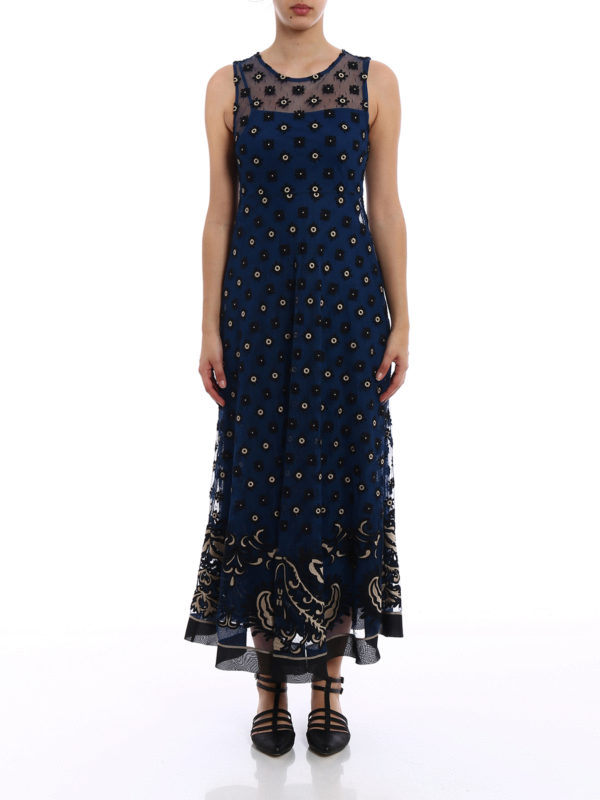 chinese dress ladies Sheer Point D'Esprit Long Dress 44