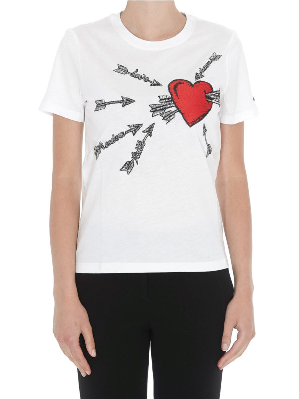 Valentino Red Heart in love print T-shirt - White