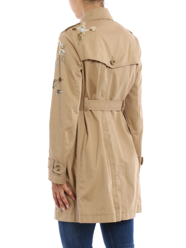Valentino Red Dazzling Birds embroidered trench|LR3CH0772GJ191