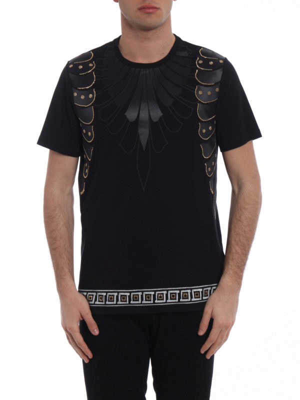 iKRIX VERSACE COLLECTION: t-shirts - Golden stud embellished black Tee