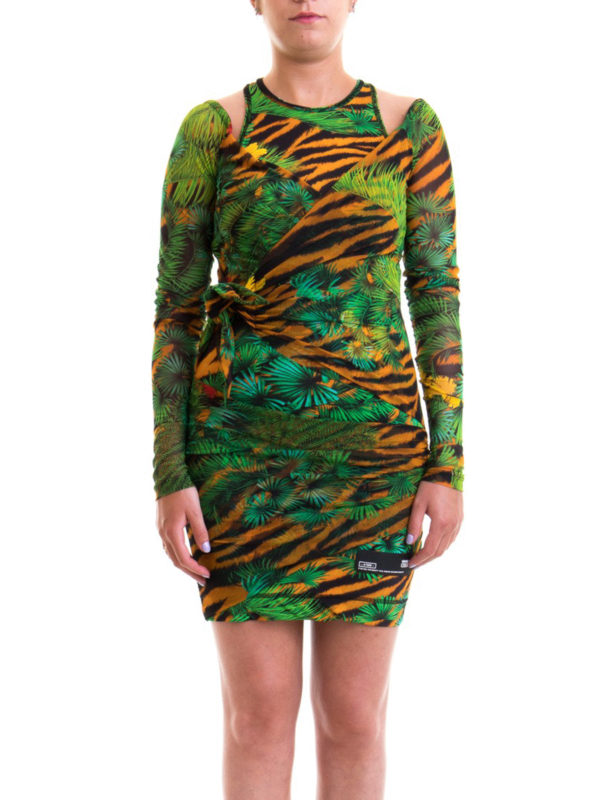 Versace Jeans Couture Jungle print tulle dress|D2HVB495S0782983