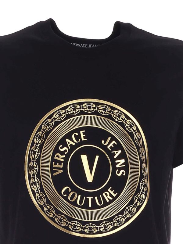 iKRIX Versace Jeans Couture: t-shirt - T-shirt nera con stampa V-Emblem