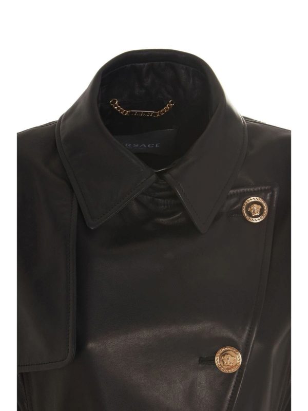 iKRIX VERSACE: Abrigos de cuero - Abrigo Largo - Negro