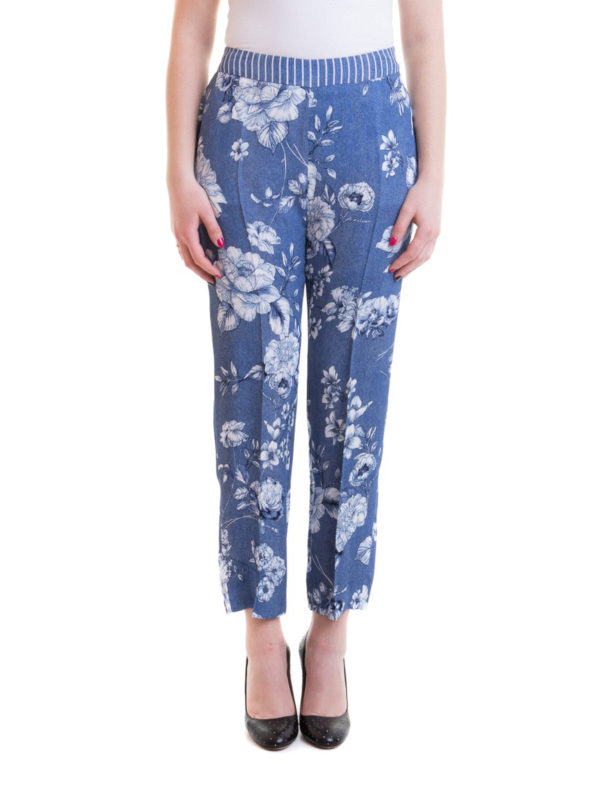 iKRIX VIA DELLE PERLE: casual trousers - Floral print crop cigarette trousers