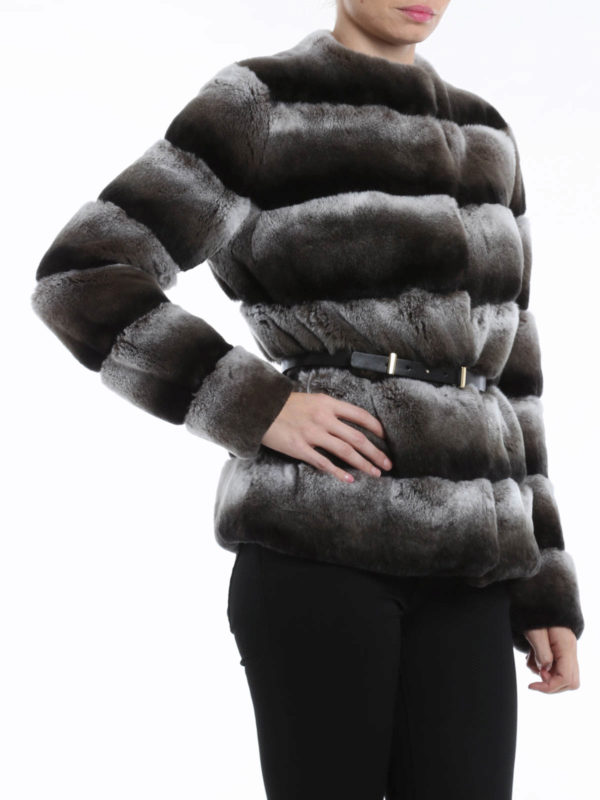 iKRIX YVES SALOMON: Fur & Shearling Coats - Fur jacket with belt detail
