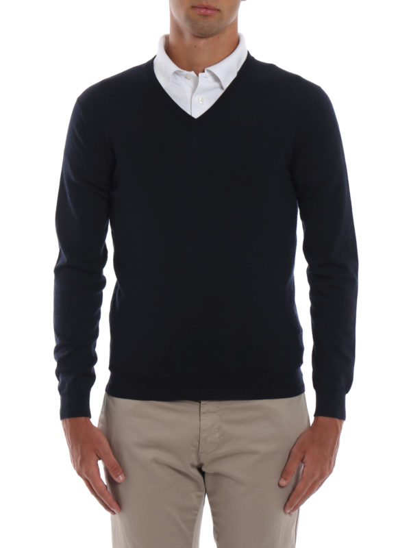 iKRIX ZANONE: Col en V - Pull À Col V - Bleu