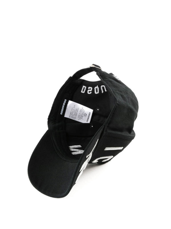 Icon embroidery black cotton baseball cap shop online: DSQUARED2