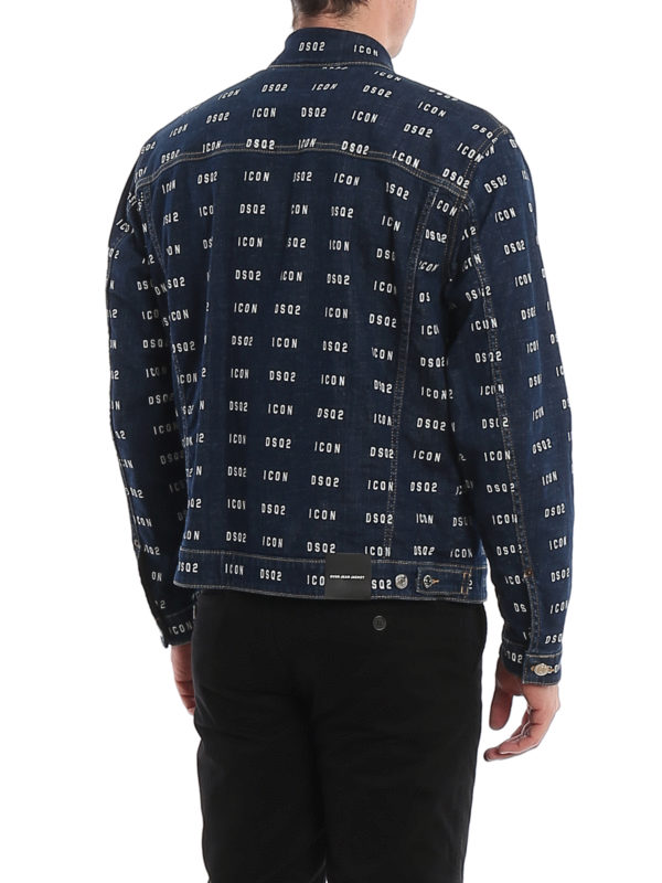 Icon print denim jacket shop online: DSQUARED2