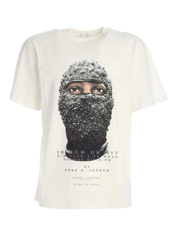 IH NOM UH NIT: t-shirts - Black Mask Runw t-shirt in white