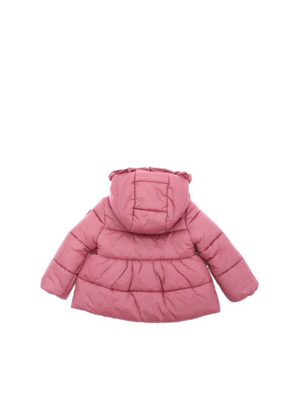 Il Gufo: padded coats online - Pink down jacket with ruffles