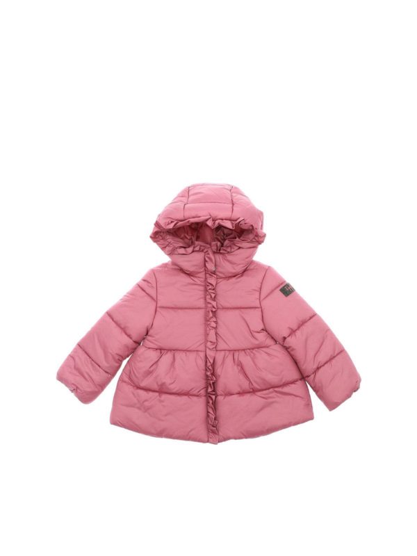 Il Gufo: padded coats - Pink down jacket with ruffles