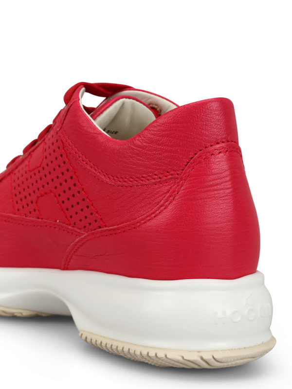 Interactive red leather sneakers shop online: HOGAN