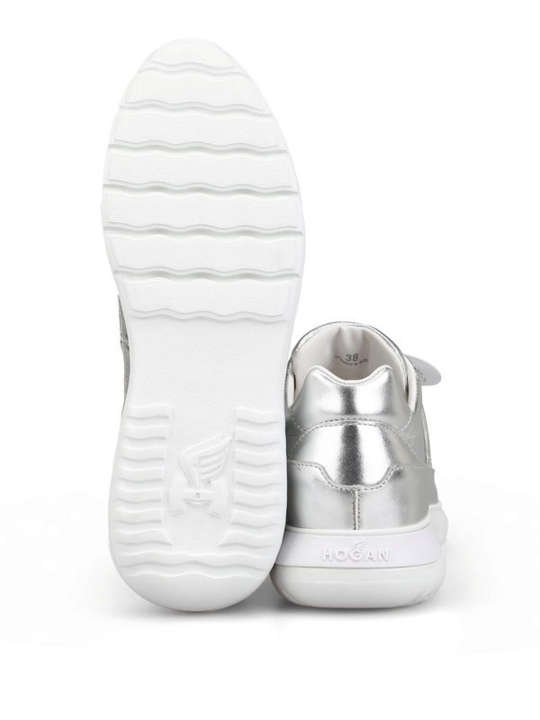 Interactive³ silver leather sneakers shop online: HOGAN