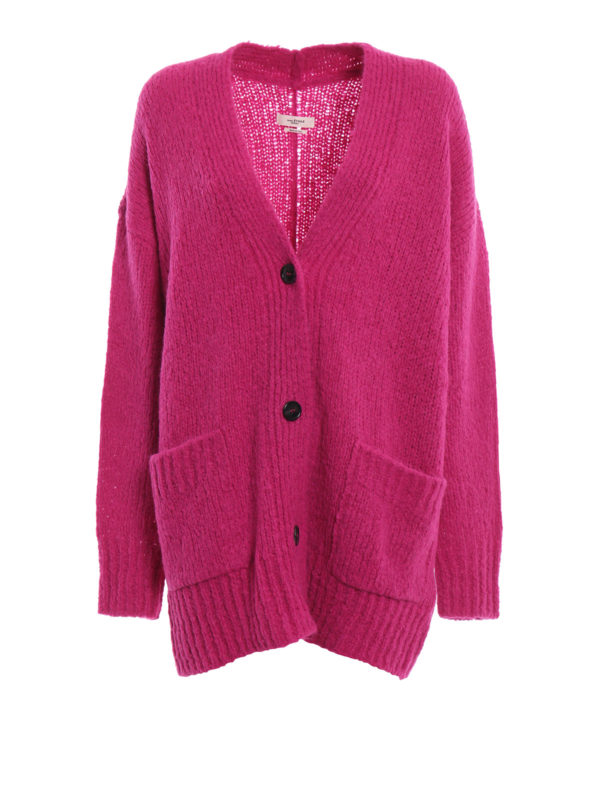 Isabel Marant Etoile: cardigans - Sadlery pink drop alpaca blend long cardigan