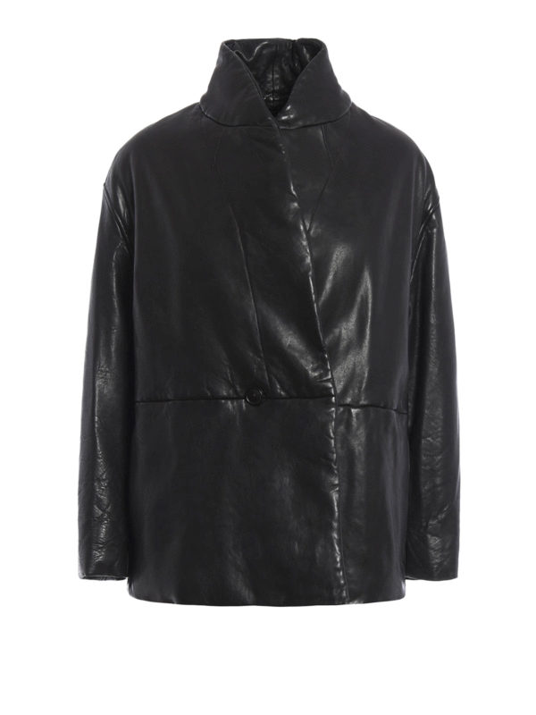 Isabel Marant Etoile: Vestes en cuir - Blouson En Cuir Noir Pour Femme