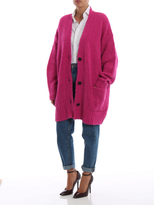 Isabel Marant Etoile: cardigans online - Sadlery pink drop alpaca blend long cardigan