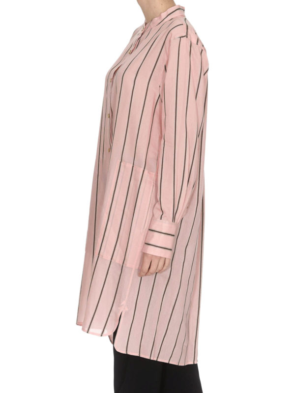 Isabel Marant Etoile: shirts online - Striped light pink cotton oversized shirt