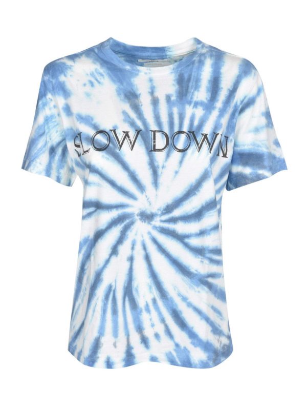 Isabel Marant Etoile: t-shirts - Tie-dye Zewel t-shirt in light blue