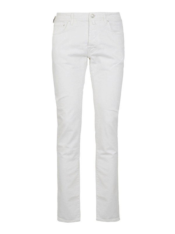 JACOB COHEN: jeans dritti, a sigaretta - Jeans PW688 in denim bianco