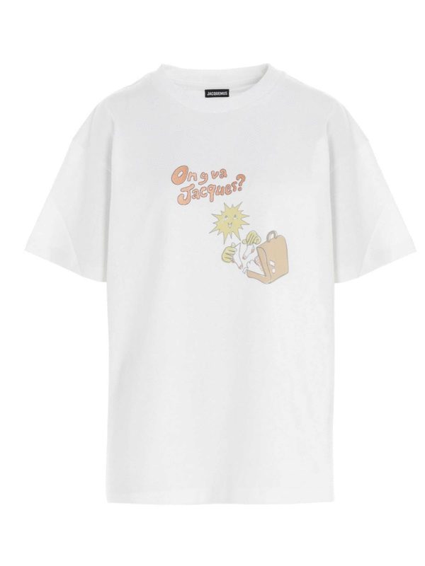 JACQUEMUS: t-shirts - Bonne Nuit Jacques T-shirt in orange