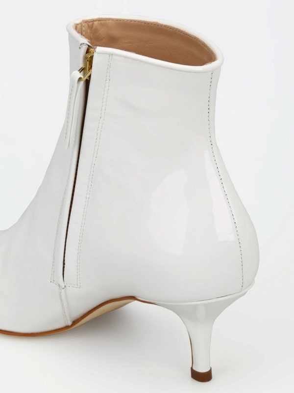 Janis white patent ankle boots shop online: POLLY PLUME