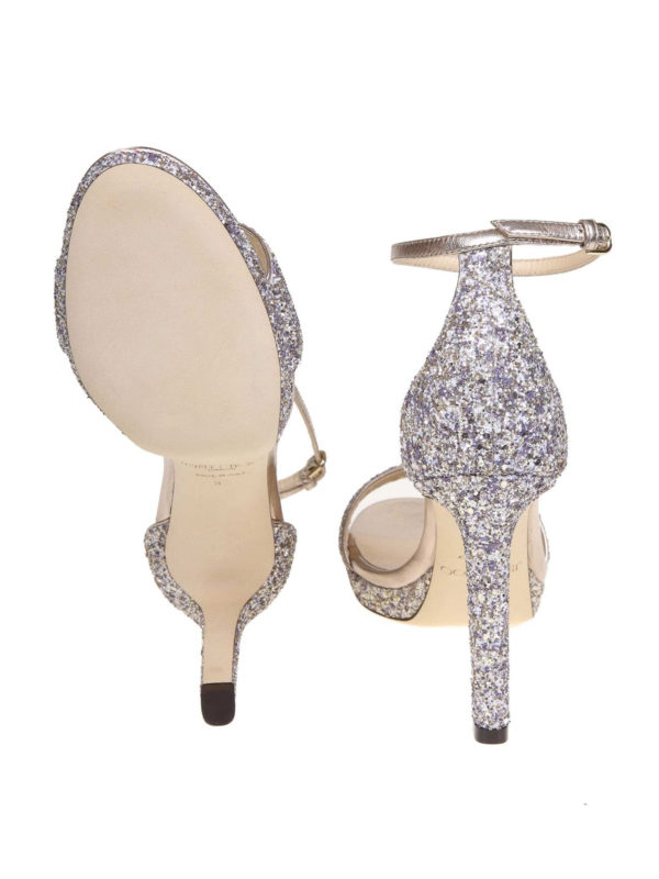 Jimmy Choo Misty 100 glitter sandals MISTY100GTZPLATINUM