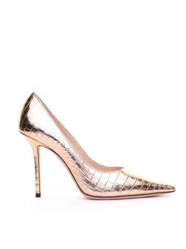 JIMMY CHOO: court shoes - Love 100 pumps in gold color