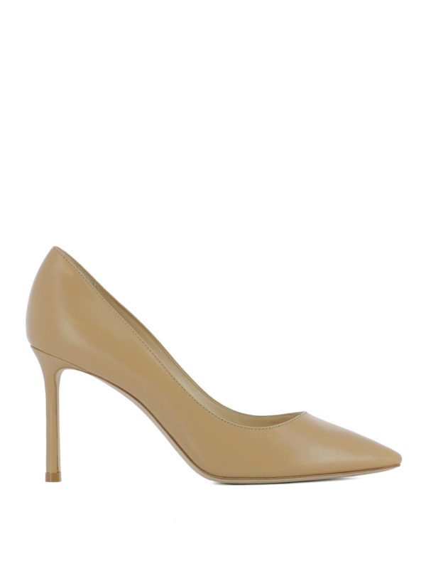 JIMMY CHOO: court shoes - Romy 85 leather nude pumps