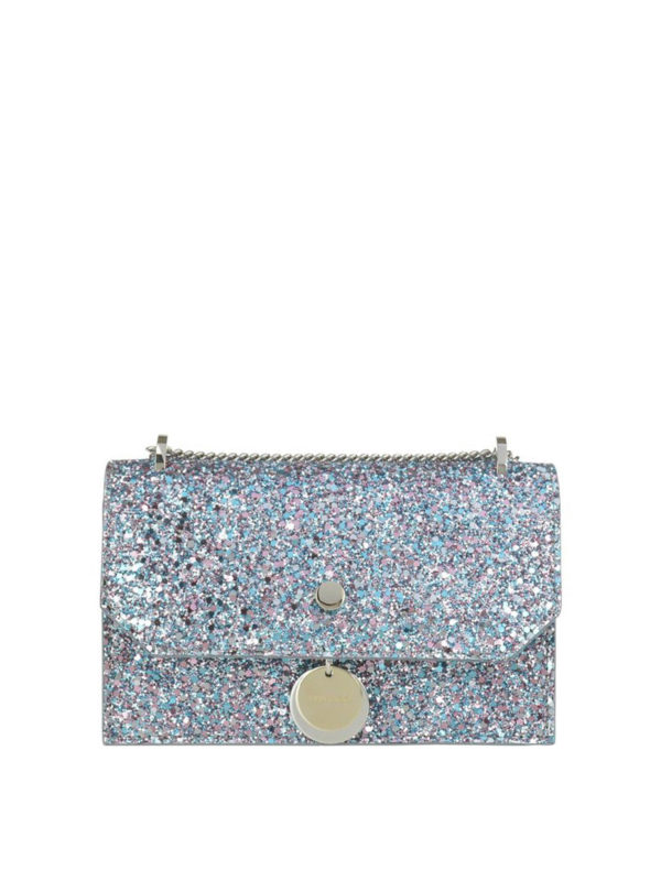 JIMMY CHOO: cross body bags - Finley coarse glitter fabric bag