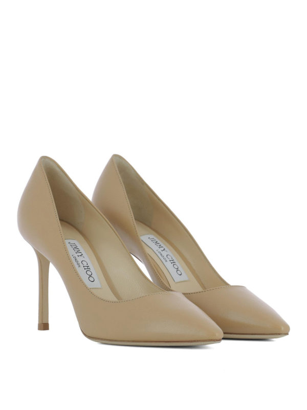 JIMMY CHOO: court shoes online - Romy 85 leather nude pumps
