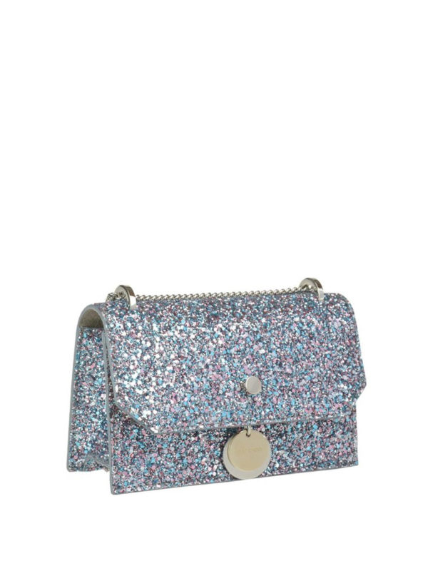 JIMMY CHOO: cross body bags online - Finley coarse glitter fabric bag