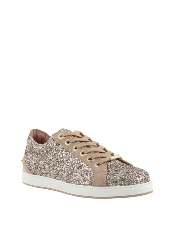 JIMMY CHOO: trainers online - Cash suede glitter sneakers
