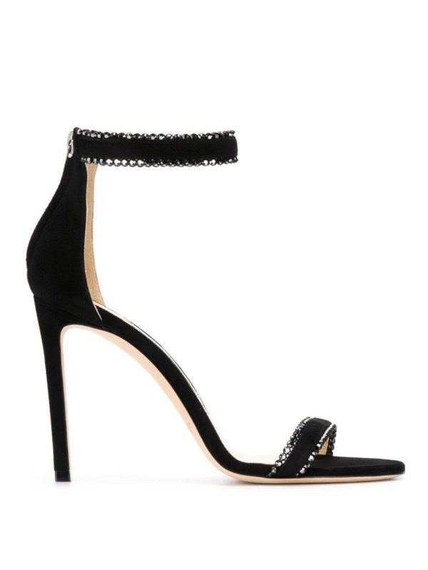 JIMMY CHOO: sandals - Dochas 100 suede crystal detailed pumps