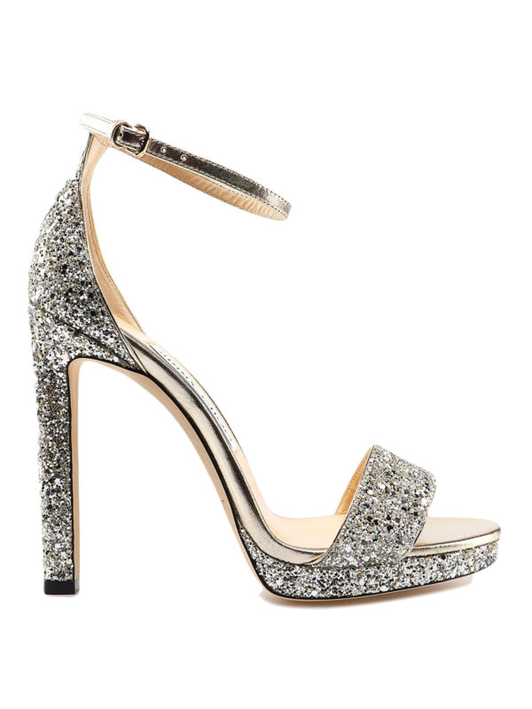 Jimmy Choo Misty 120 coarse glitter sandals