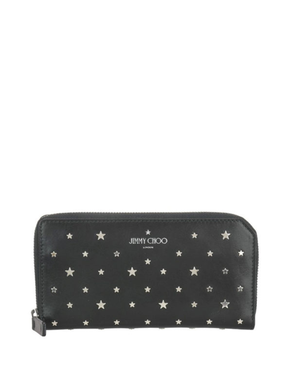 JIMMY CHOO: portafogli - Portafoglio Abiko in pelle con stelle