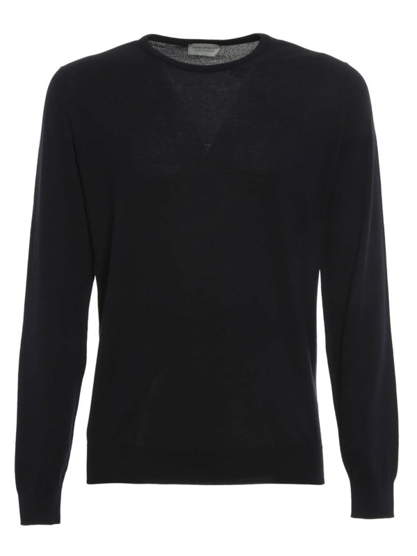 JOHN SMEDLEY: Strickpullover mit Rundhalsausschnitt - Rundhalspullover - Dunkelblau