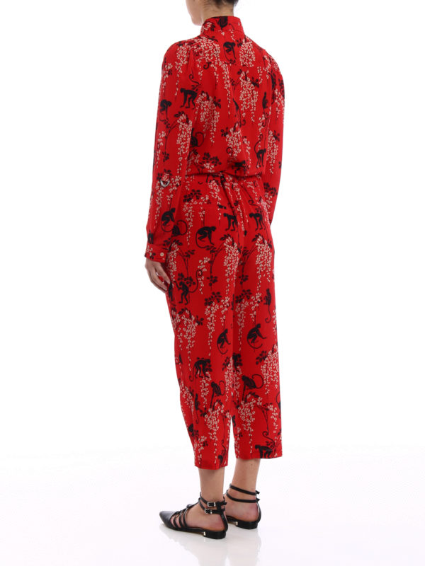 Jungle print silk jumpsuit shop online: VALENTINO RED