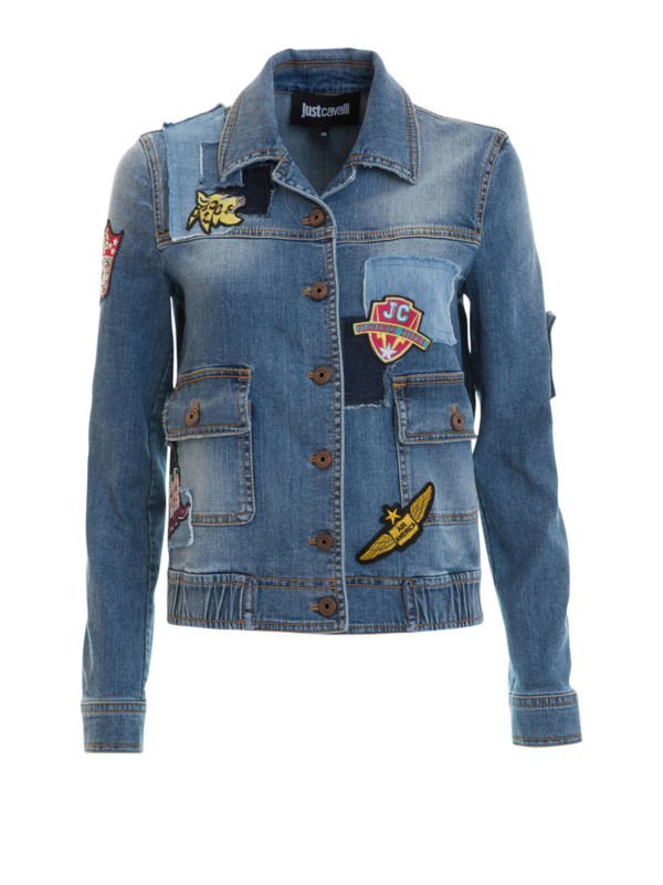 JUST CAVALLI: denim jacket - Patch detailed denim jacket