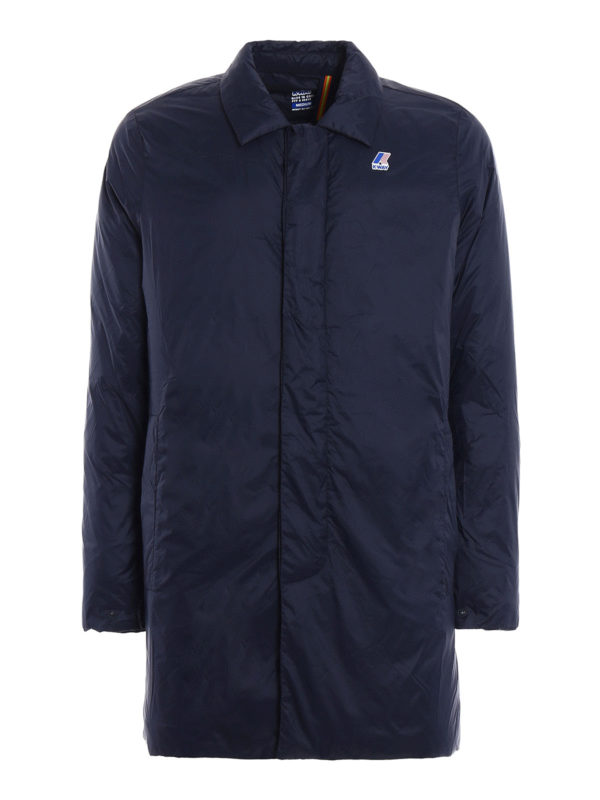 K-WAY: Lange Daunenmäntel - Daunenmantel - Blau