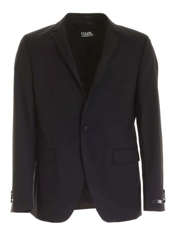 KARL LAGERFELD: blazers - Lamé detail jacket in black