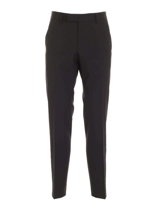 KARL LAGERFELD: casual trousers - Lamé side bands pants in black