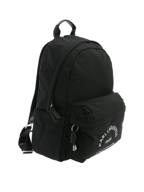 KARL LAGERFELD K/Ikonik Nylon Flap Backpack in Black | Endource